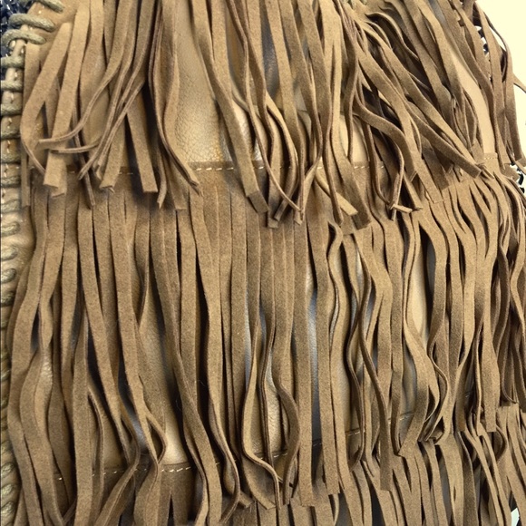 Camel colour leather (?) fringed bag/ chain straps - Picture 8 of 8
